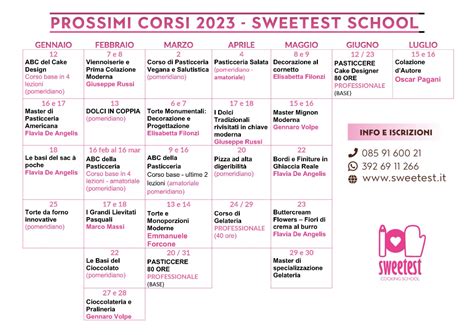 Ecco il calendario dei prossimi Corsi .